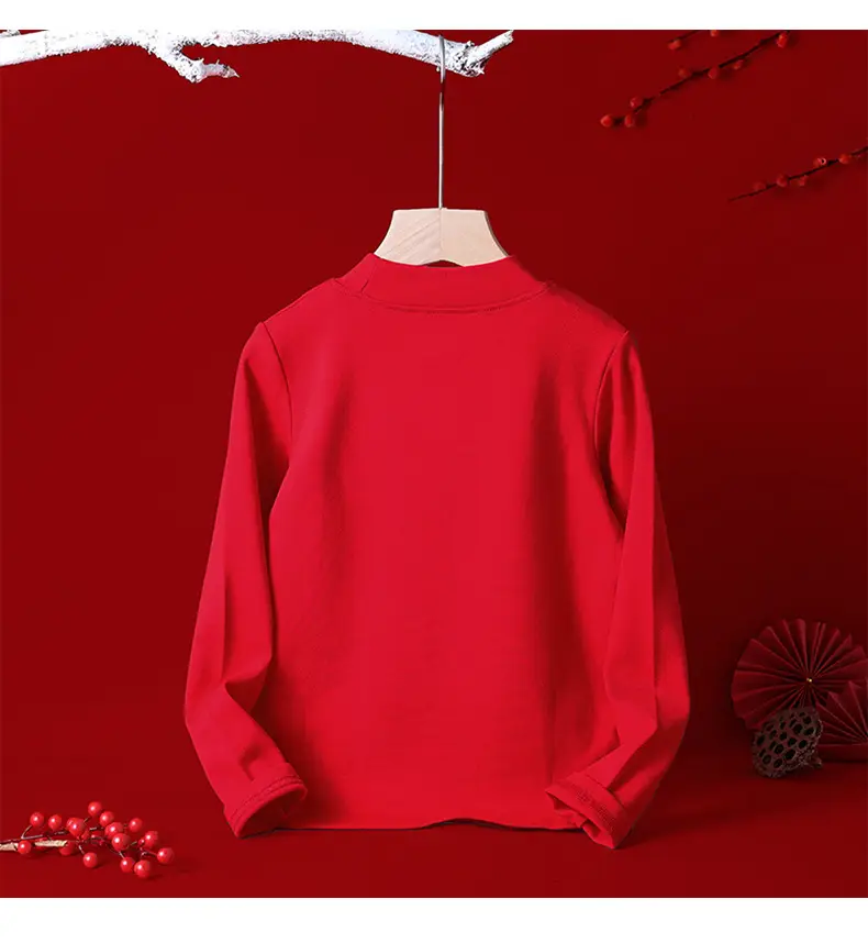Red Long Sleeve T-Shirt for Boys Winter New Year — feature 40
