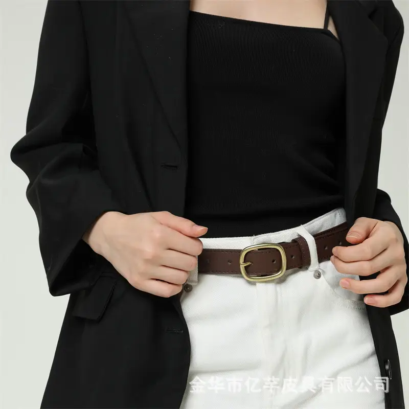 Women's Brown Leather Belt with Gold buckle for fashion wear - Image 7