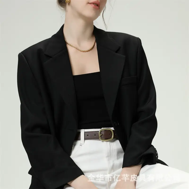 Women's Brown Leather Belt with Gold buckle for fashion wear - Image 9
