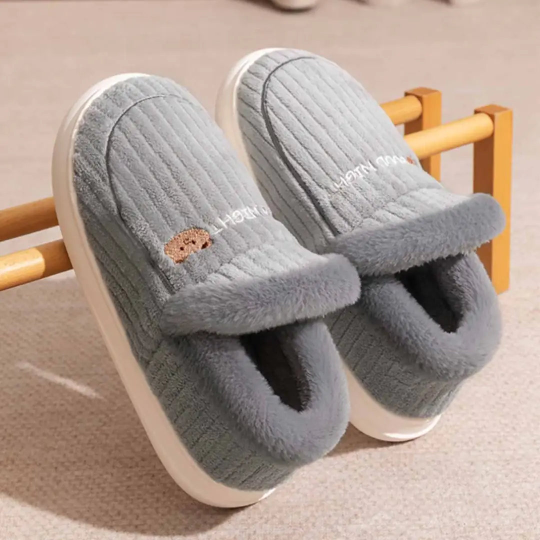 Lidani Bag-heel Cotton Slippers Women's Autumn and Winter fleece-lined Home Shoes Couple's Household Non-slip Cotton Shoes Men's Winter - Image 5