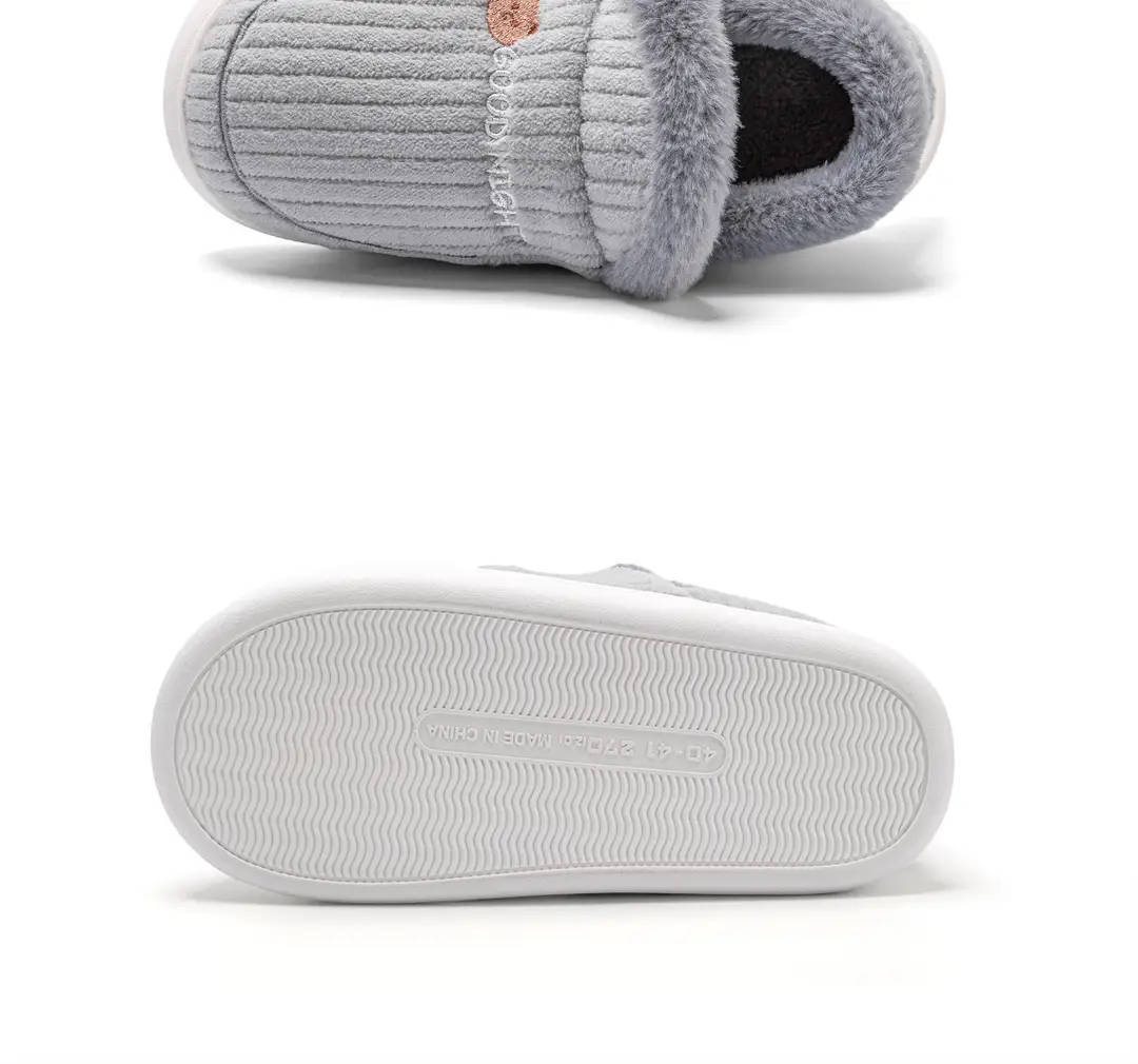 Lidani Bag-heel Cotton Slippers Women's Autumn and Winter fleece-lined Home Shoes Couple's Household Non-slip Cotton Shoes Men's Winter — feature 21
