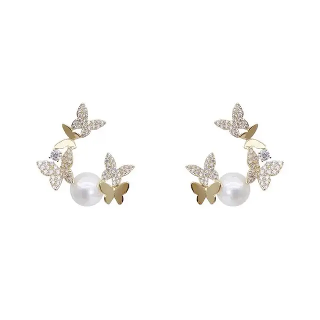 Dancing Butterfly Pearl Earrings for Women - Image 5