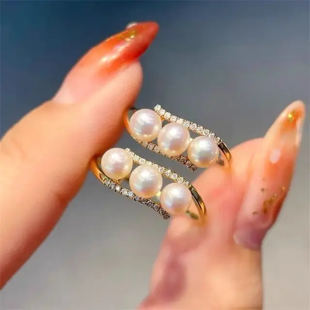Natural Pearl Ring with Adjustable Beam Design - Image 2