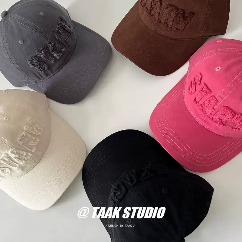 Plum Color Street Faded Letter Peaked Cap for Women — feature 1