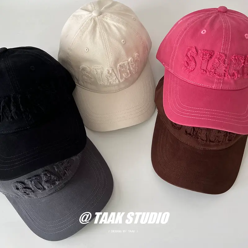 Plum Color Street Faded Letter Peaked Cap for Women — feature 2