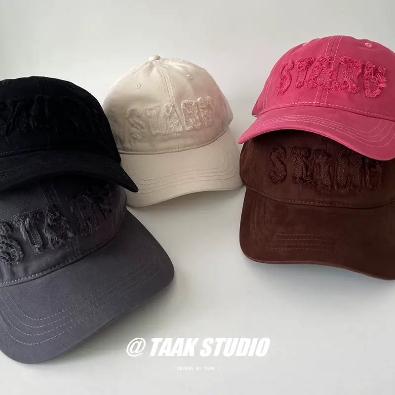Plum Color Street Faded Letter Peaked Cap for Women — feature 3
