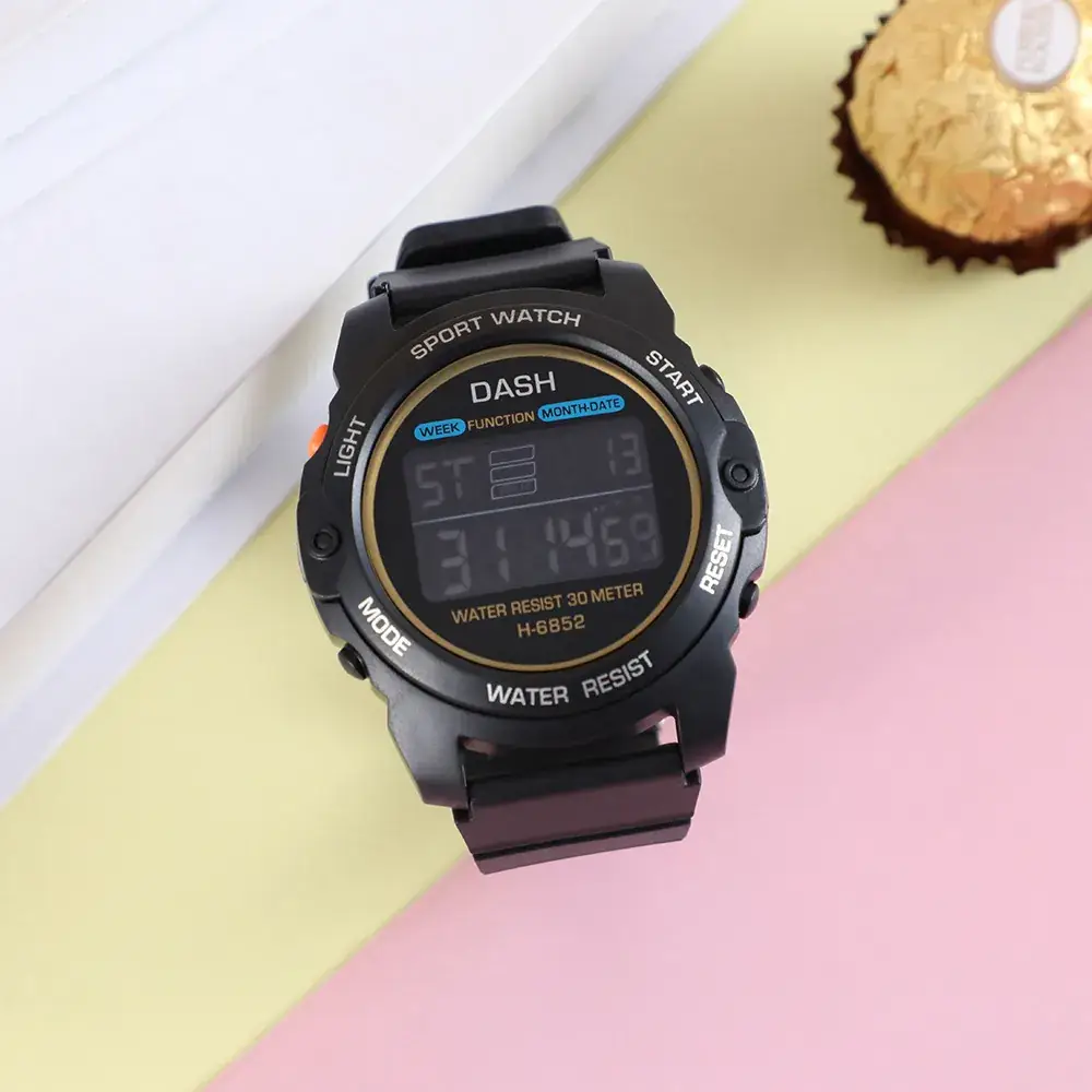 Black Waterproof Digital Watch for Men Women