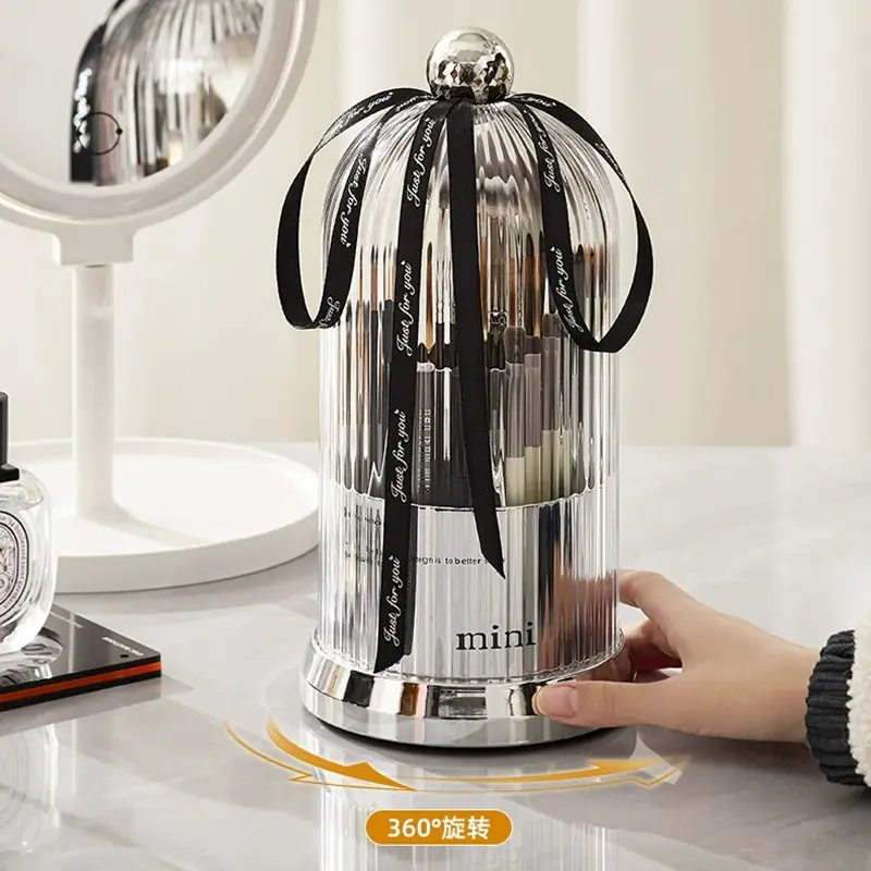 Mini Rotating Dustproof Cosmetic Storage Cylinder with Lid