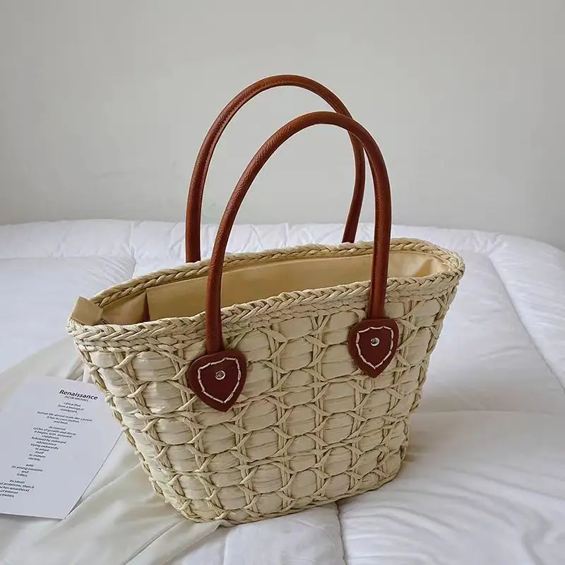 Women Straw Woven Shoulder Bag European American Retro Style - Image 5