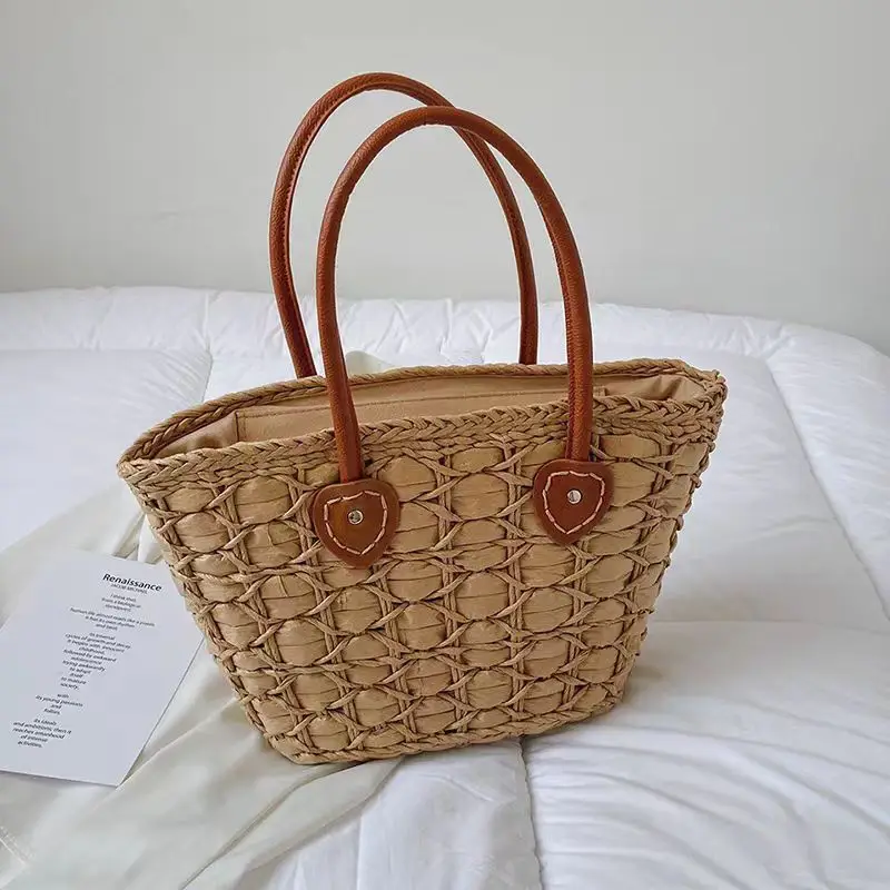 Women Straw Woven Shoulder Bag European American Retro Style - Image 6