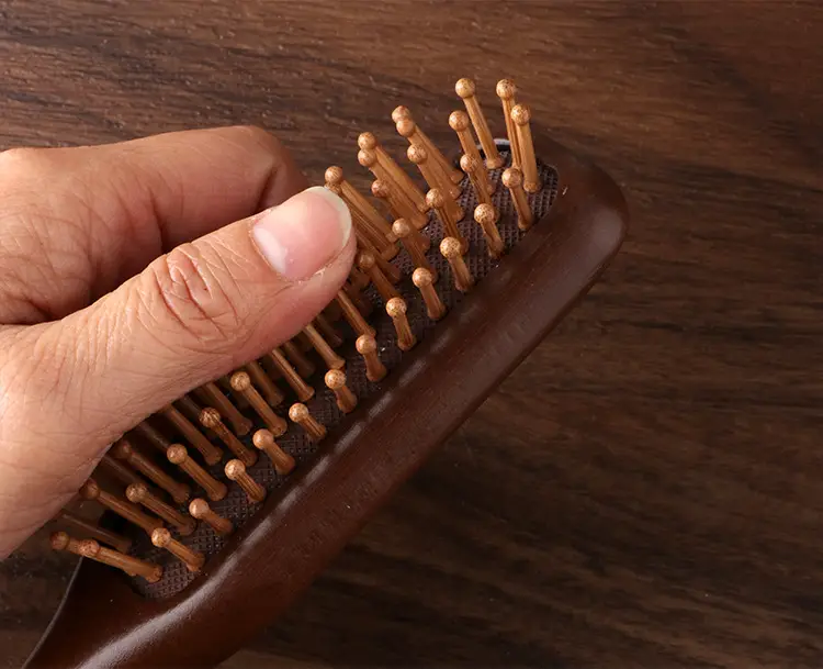 Narrow Air Cushion Hair Comb Gold Wood — feature 11