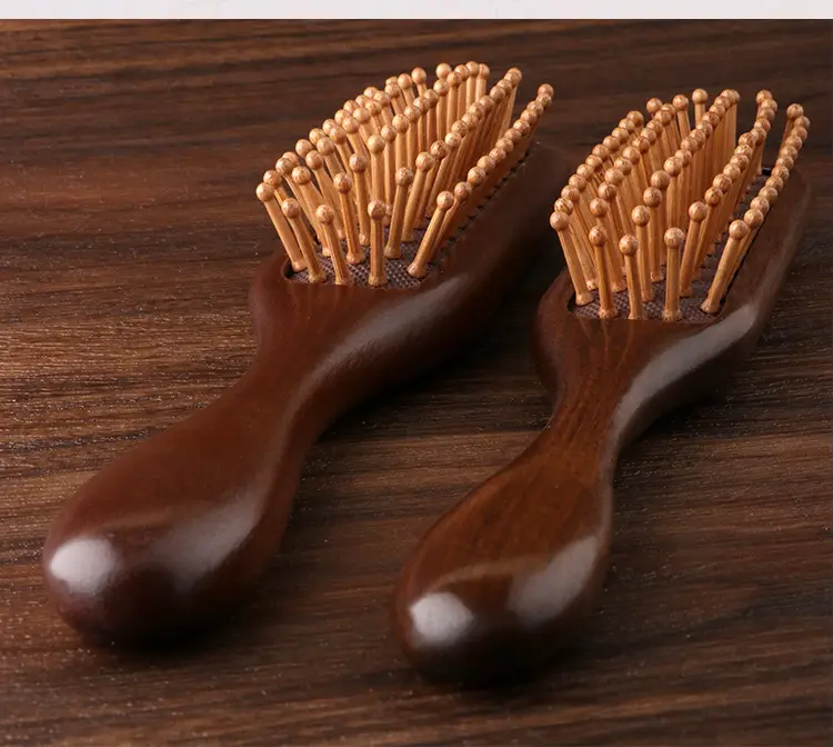 Narrow Air Cushion Hair Comb Gold Wood — feature 12