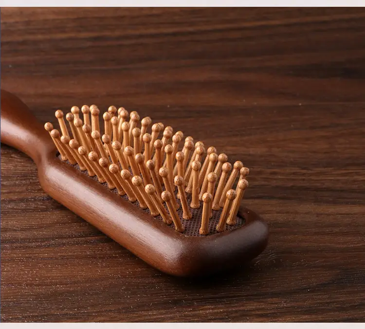 Narrow Air Cushion Hair Comb Gold Wood — feature 15