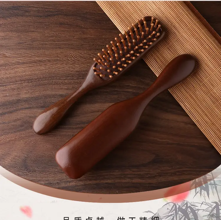 Narrow Air Cushion Hair Comb Gold Wood — feature 16
