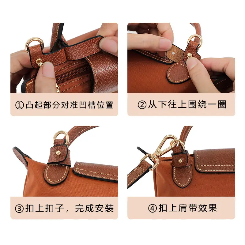 Gray Leather Shoulder Strap for Mini Bag