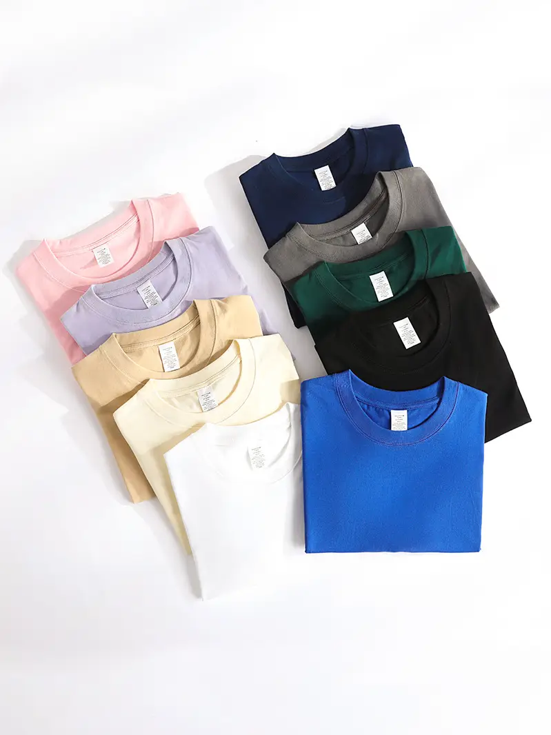 Men's 230g Cotton T-Shirt White Round Neck Loose Fit - Image 65