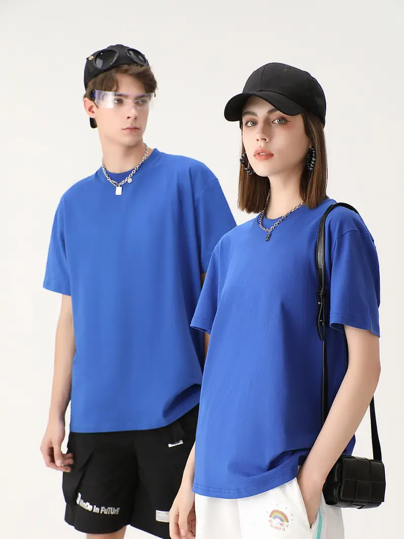Men's 230g Cotton T-Shirt White Round Neck Loose Fit - Image 67
