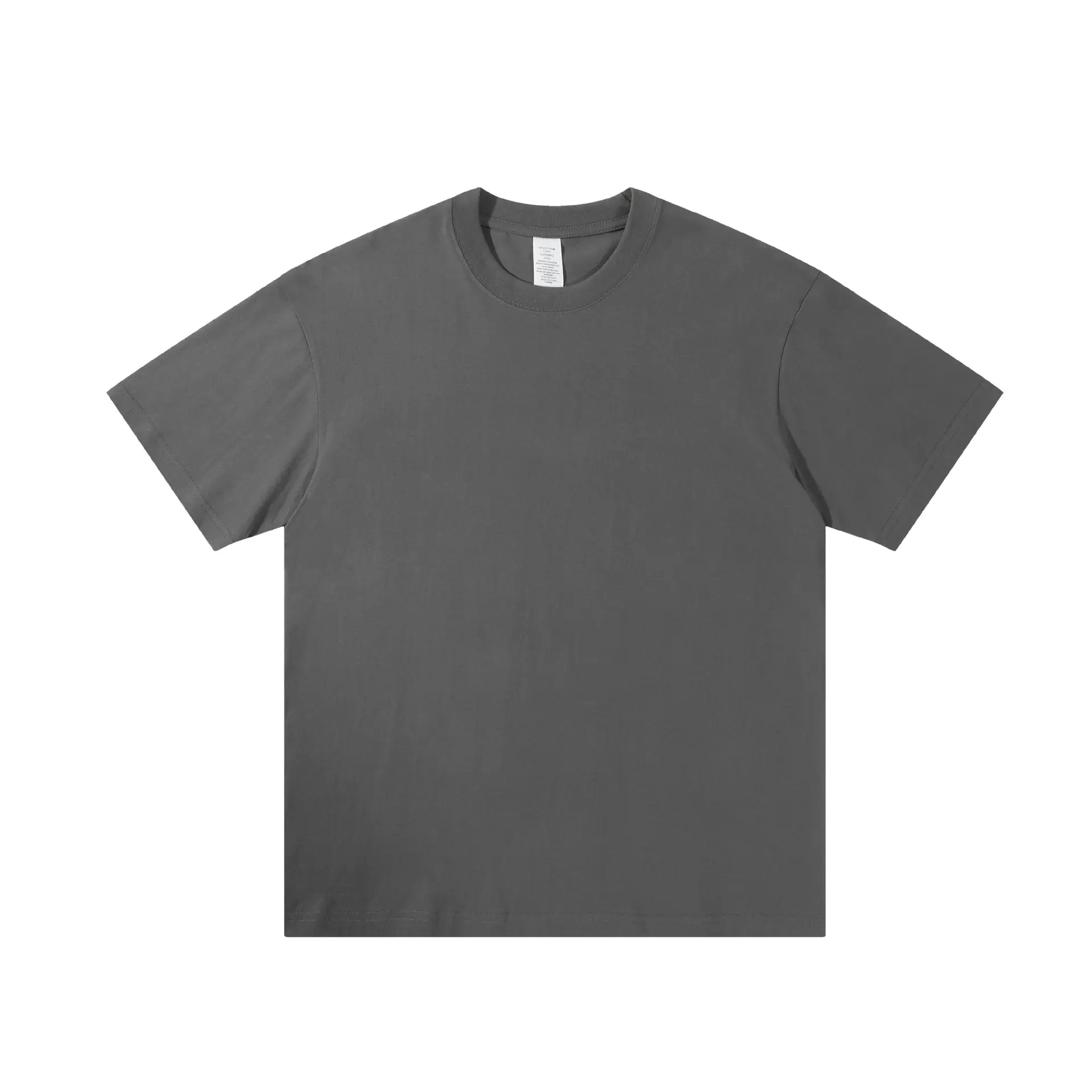 Men's 230g Cotton T-Shirt White Round Neck Loose Fit - Image 34
