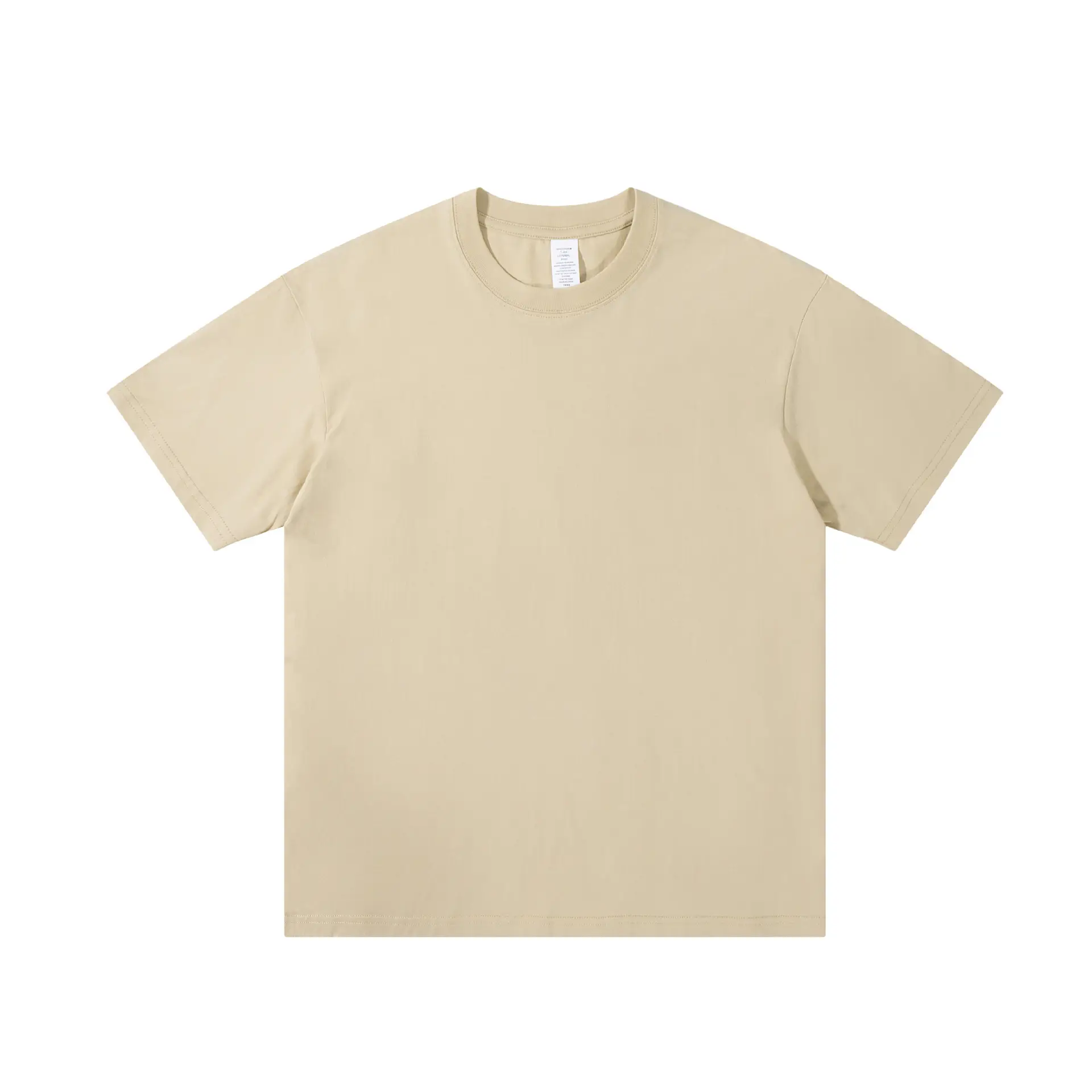 Men's 230g Cotton T-Shirt White Round Neck Loose Fit - Image 21