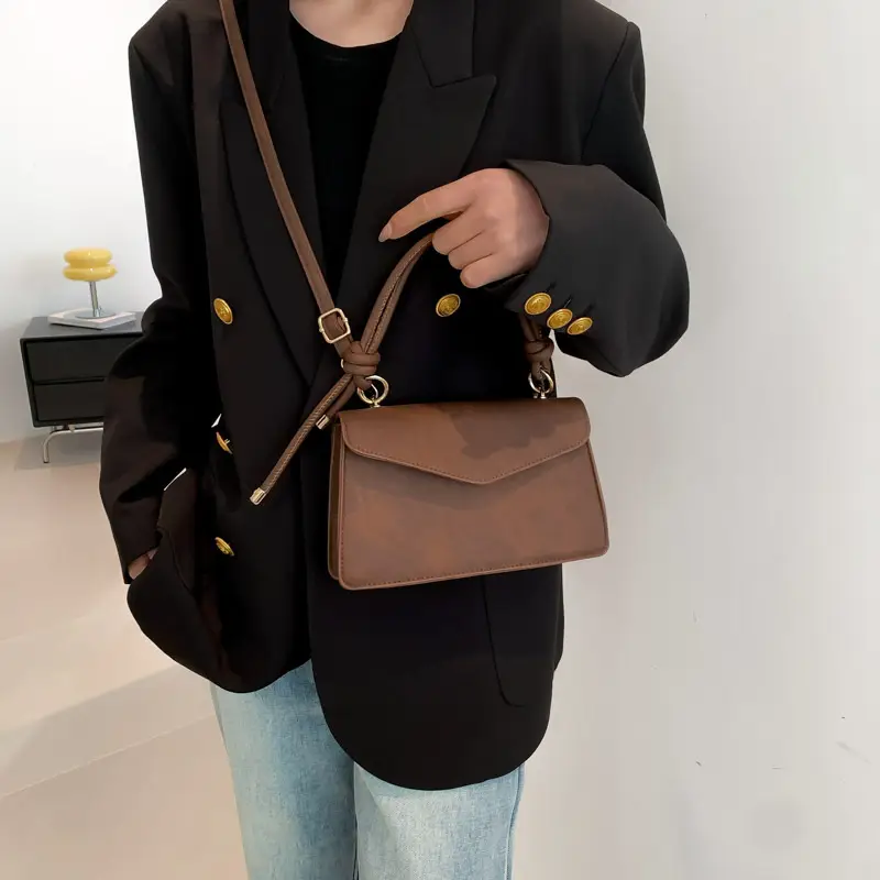 Women's Brown Square Crossbody Bag 2024 Spring New - Image 9