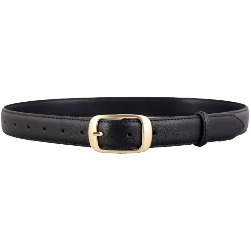 Women's Brown Genuine Leather Belt with Gold Buckle - Image 11