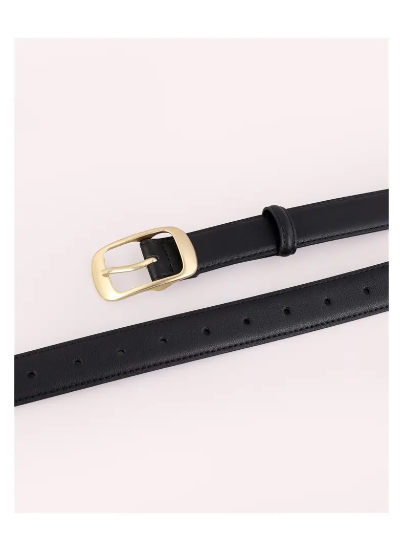 Women's Brown Genuine Leather Belt with Gold Buckle — feature 27