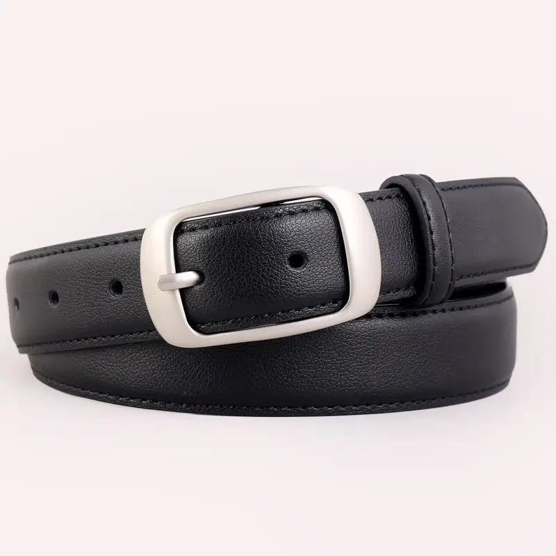 Women's Brown Genuine Leather Belt with Gold Buckle - Image 4