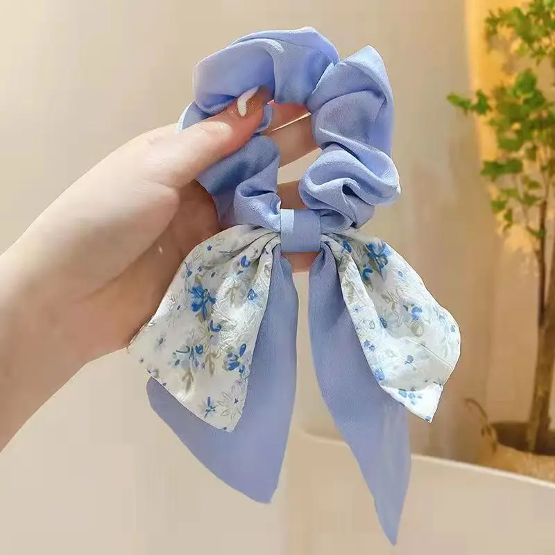 Floral hair ring-Tianhu blue