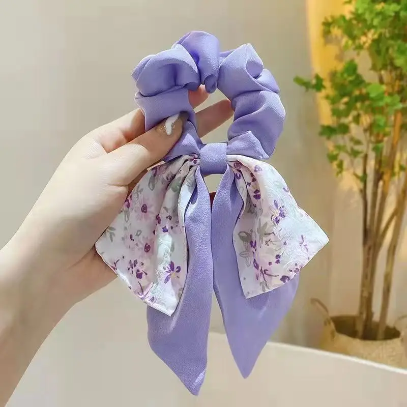 Floral hair ring-purple charm