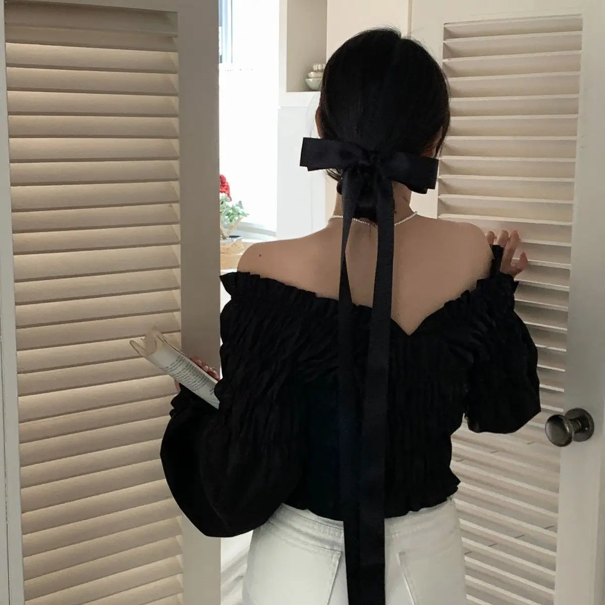 Extra Long Bow Ribbon/Black