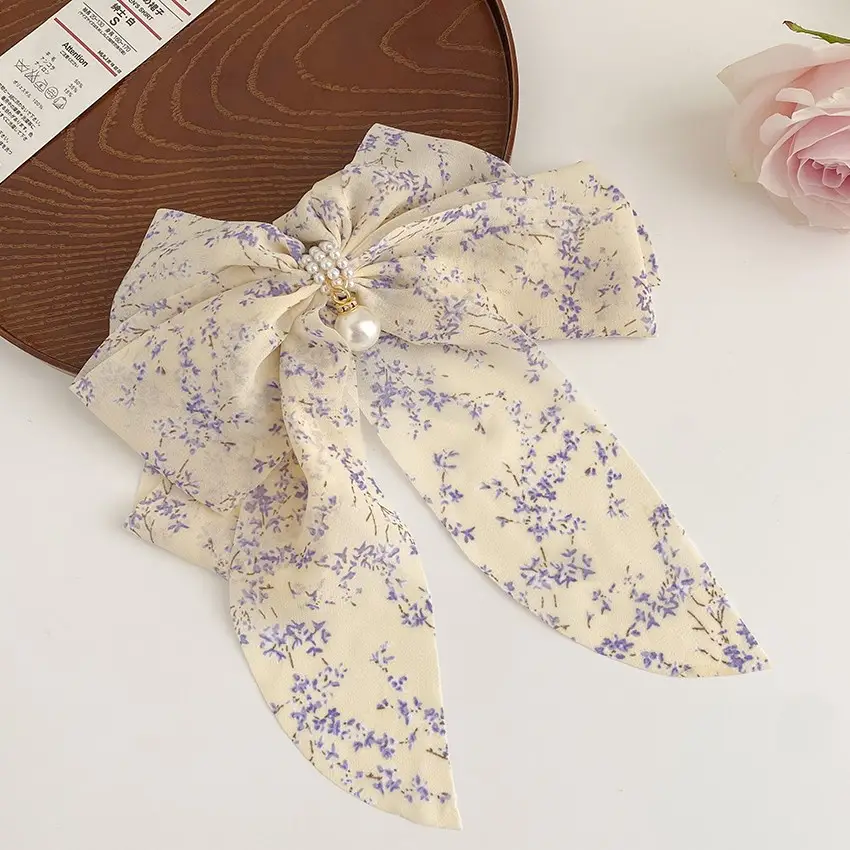Purple beige flower [spring clip]]