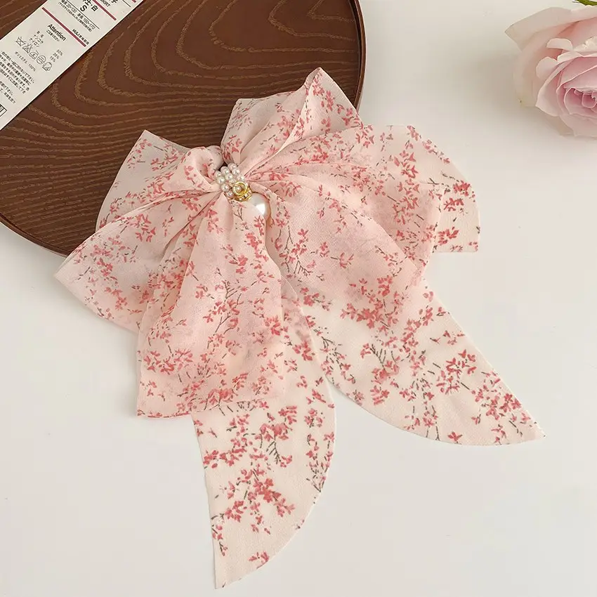 Oversized Bow Hairpin with Pearl Button, Forest Fairy Design - Image 30