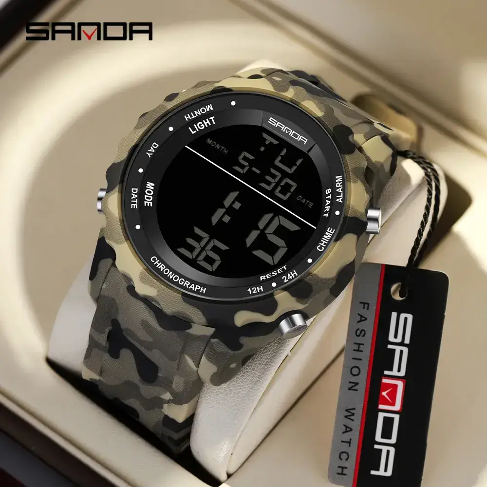 Sanda Camouflage Digital Watch for Men Waterproof Multifunctional - Image 9