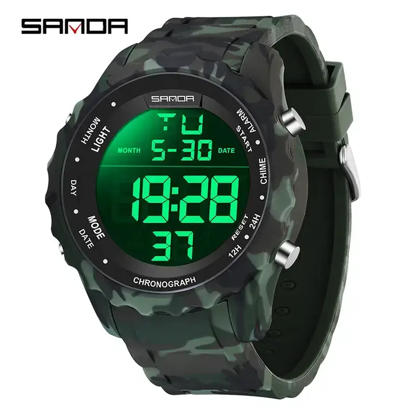 Sanda Camouflage Digital Watch for Men Waterproof Multifunctional - Image 4