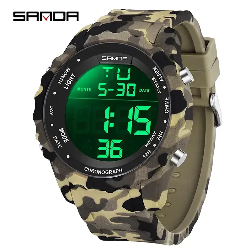 Sanda Camouflage Digital Watch for Men Waterproof Multifunctional - Image 6