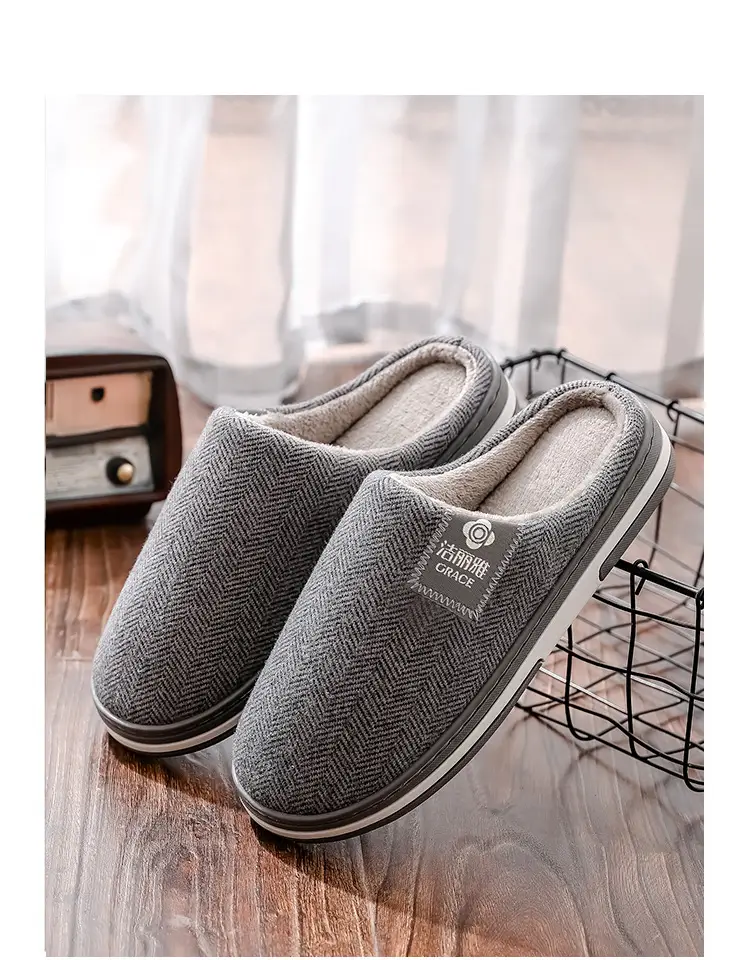Jialiya Cotton Slippers for Women, Autumn and Winter Indoor Home Use for Couples, Non-Slip, Warm Outer Wear Plush Slippers for Men — feature 14