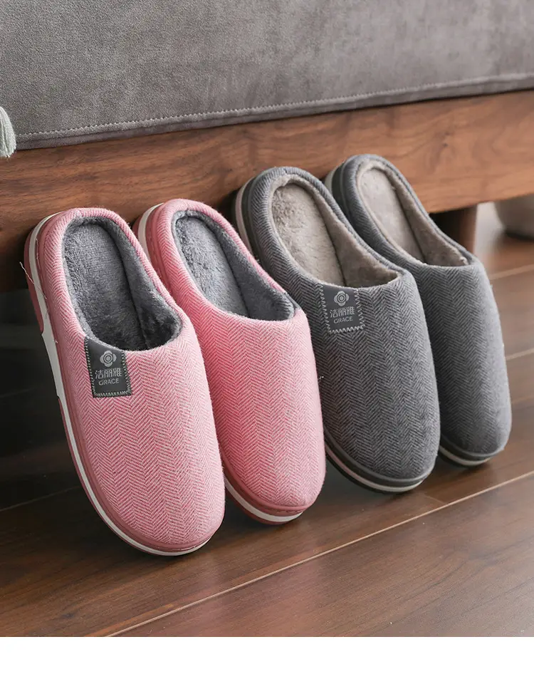 Jialiya Cotton Slippers for Women, Autumn and Winter Indoor Home Use for Couples, Non-Slip, Warm Outer Wear Plush Slippers for Men — feature 18