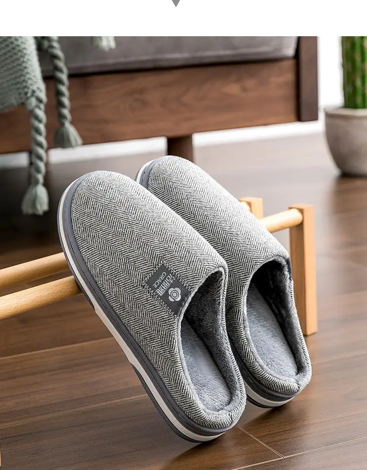 Jialiya Cotton Slippers for Women, Autumn and Winter Indoor Home Use for Couples, Non-Slip, Warm Outer Wear Plush Slippers for Men — feature 3