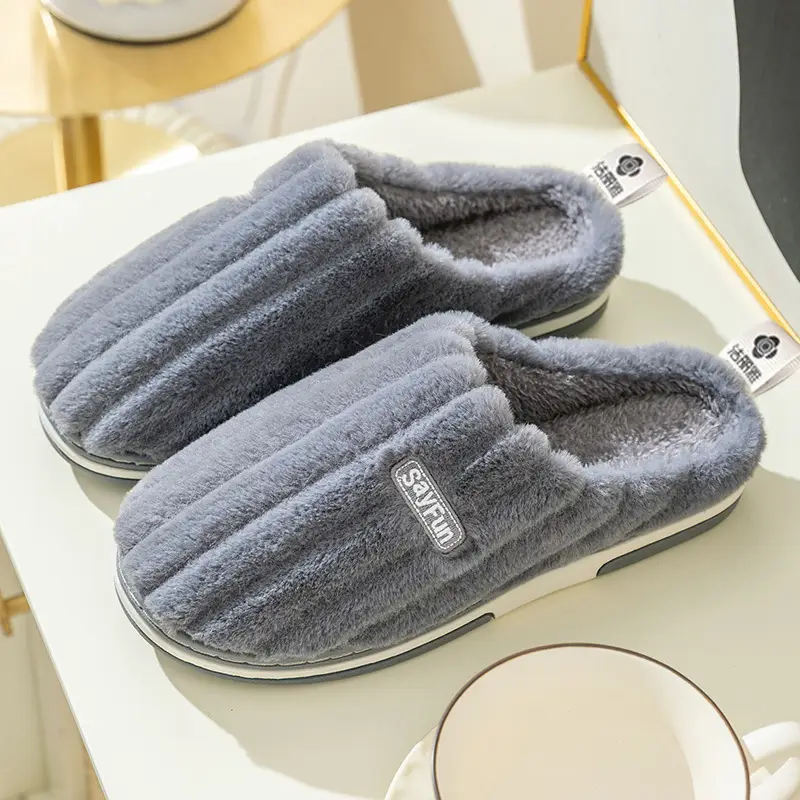 Jialiya Cotton Slippers for Women, Autumn and Winter Indoor Home Use for Couples, Non-Slip, Warm Outer Wear Plush Slippers for Men - Image 13