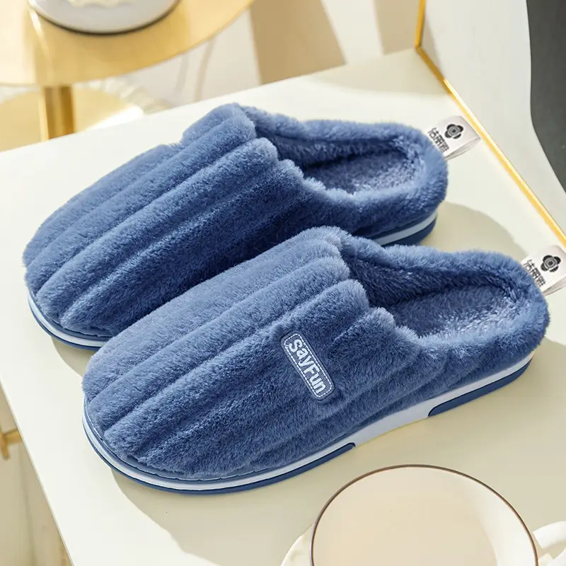 Jialiya Cotton Slippers for Women, Autumn and Winter Indoor Home Use for Couples, Non-Slip, Warm Outer Wear Plush Slippers for Men - Image 14