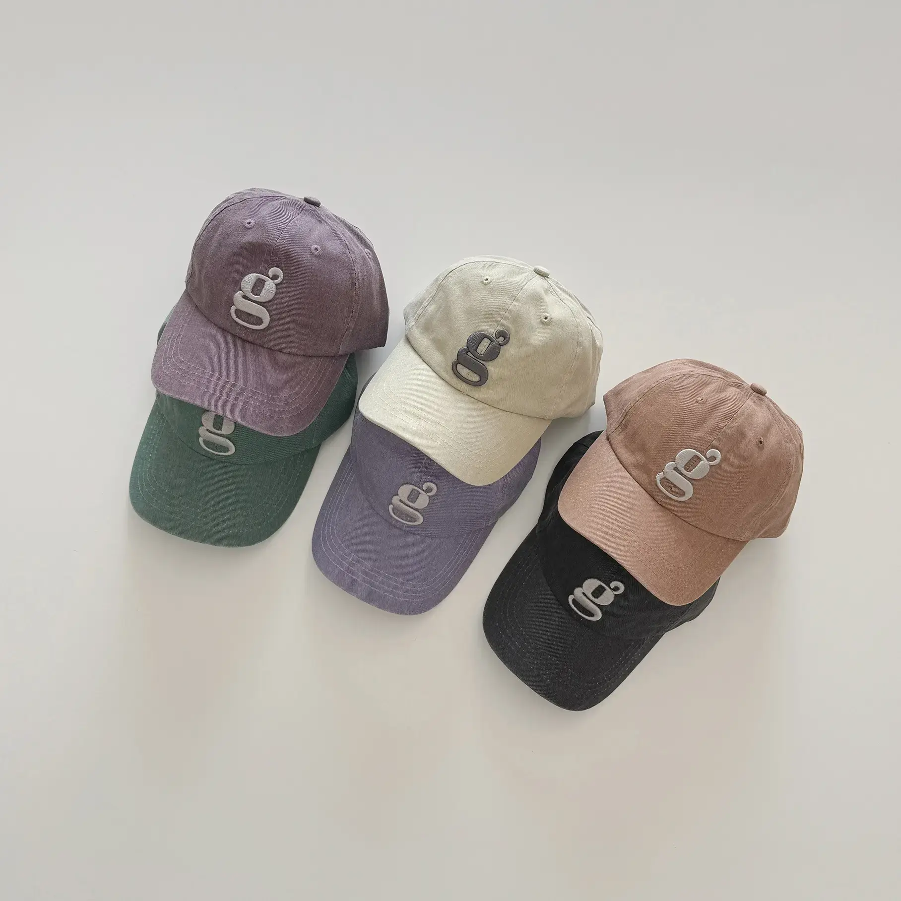 Qiu Nan Boys Girls Letter Vintage Blue Cap