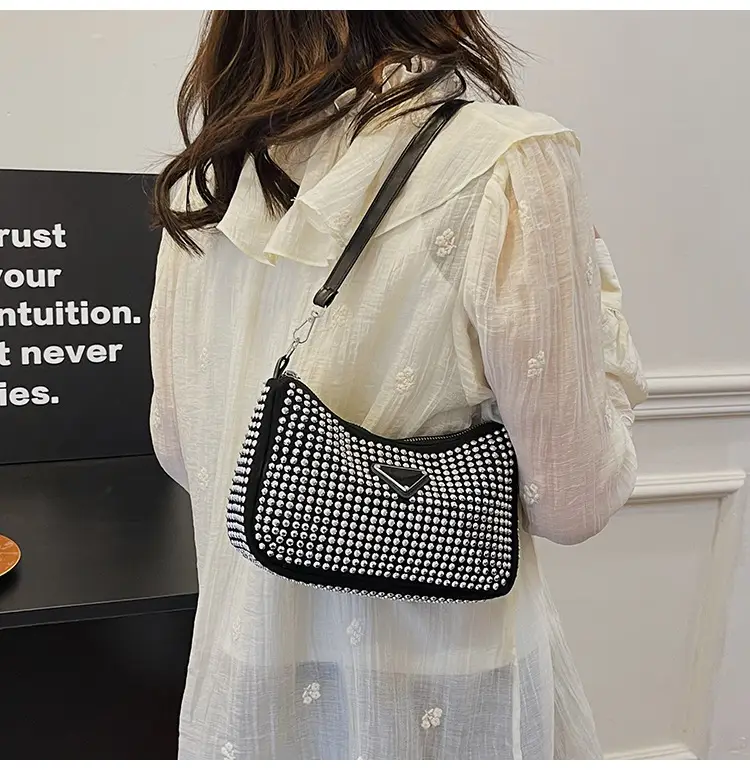 Rhinestone Shoulder Bag Women's Light Luxury 2024 Spring New - Image 5