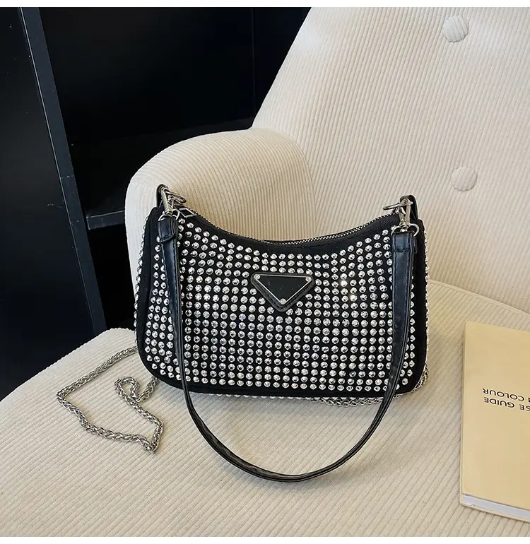 Rhinestone Shoulder Bag Women's Light Luxury 2024 Spring New - Image 2