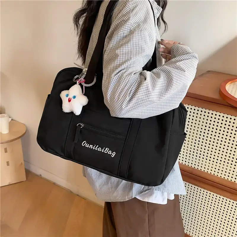 Light Blue Flower Decor Tote Bag for Girls - Image 9