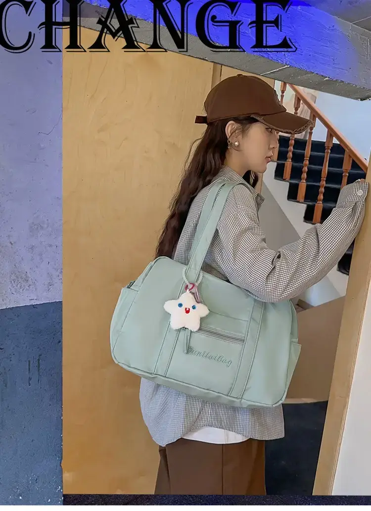 Light Blue Flower Decor Tote Bag for Girls — feature 1