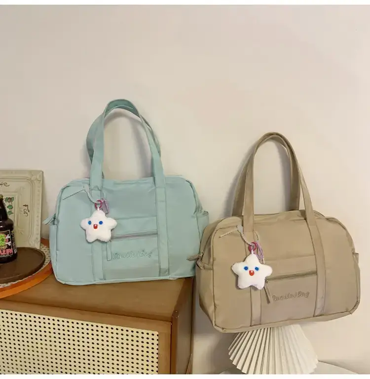 Light Blue Flower Decor Tote Bag for Girls — feature 15