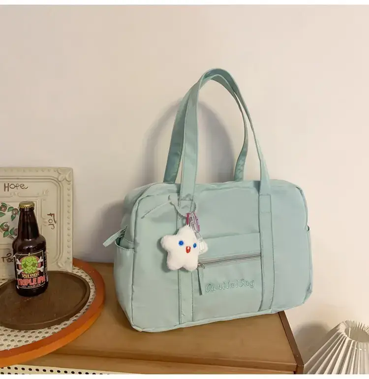 Light Blue Flower Decor Tote Bag for Girls — feature 22