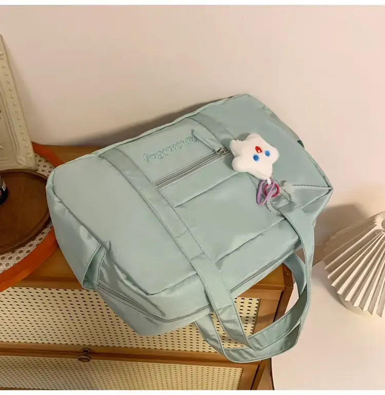 Light Blue Flower Decor Tote Bag for Girls — feature 26