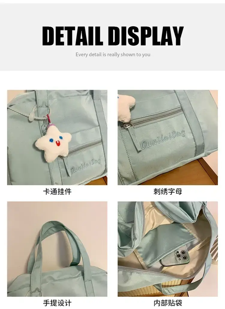 Light Blue Flower Decor Tote Bag for Girls — feature 27