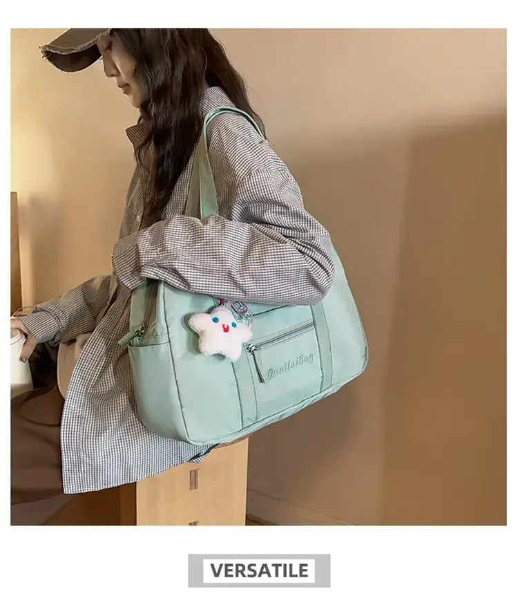 Light Blue Flower Decor Tote Bag for Girls — feature 7